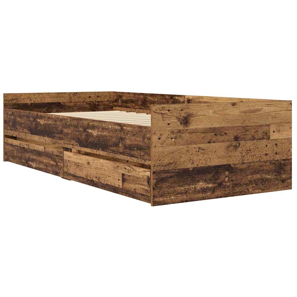 Krevetna konstrukcija Staro drvo 90 x 200 cm Čvrsto borovo drvo