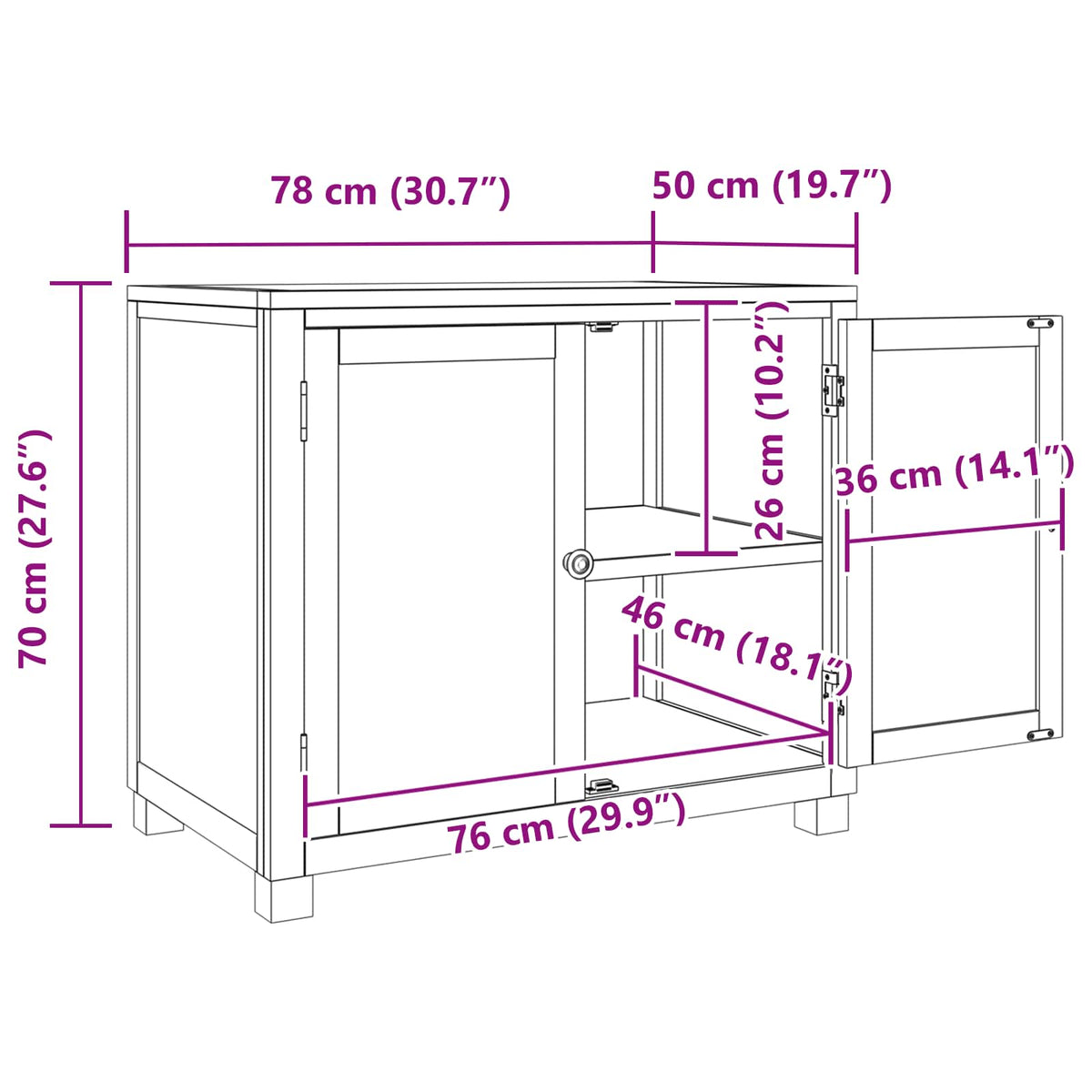 Cabinet s pohranom Smeđa 78 x 50 x 70 cm Konstruirano drvo