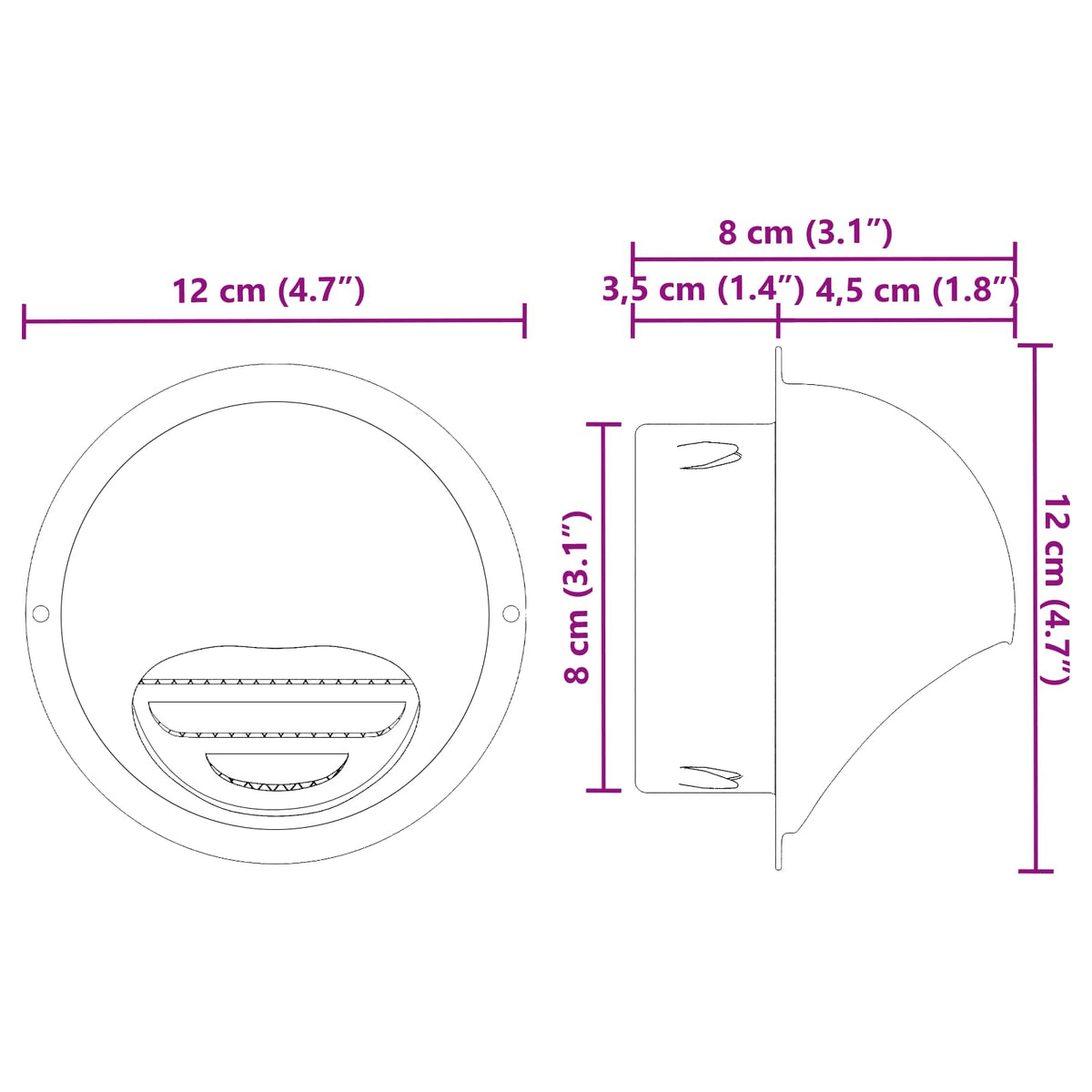 Pokrov ventilacije 2 pcs Srebrno 80 mm Nehrđajući čelik