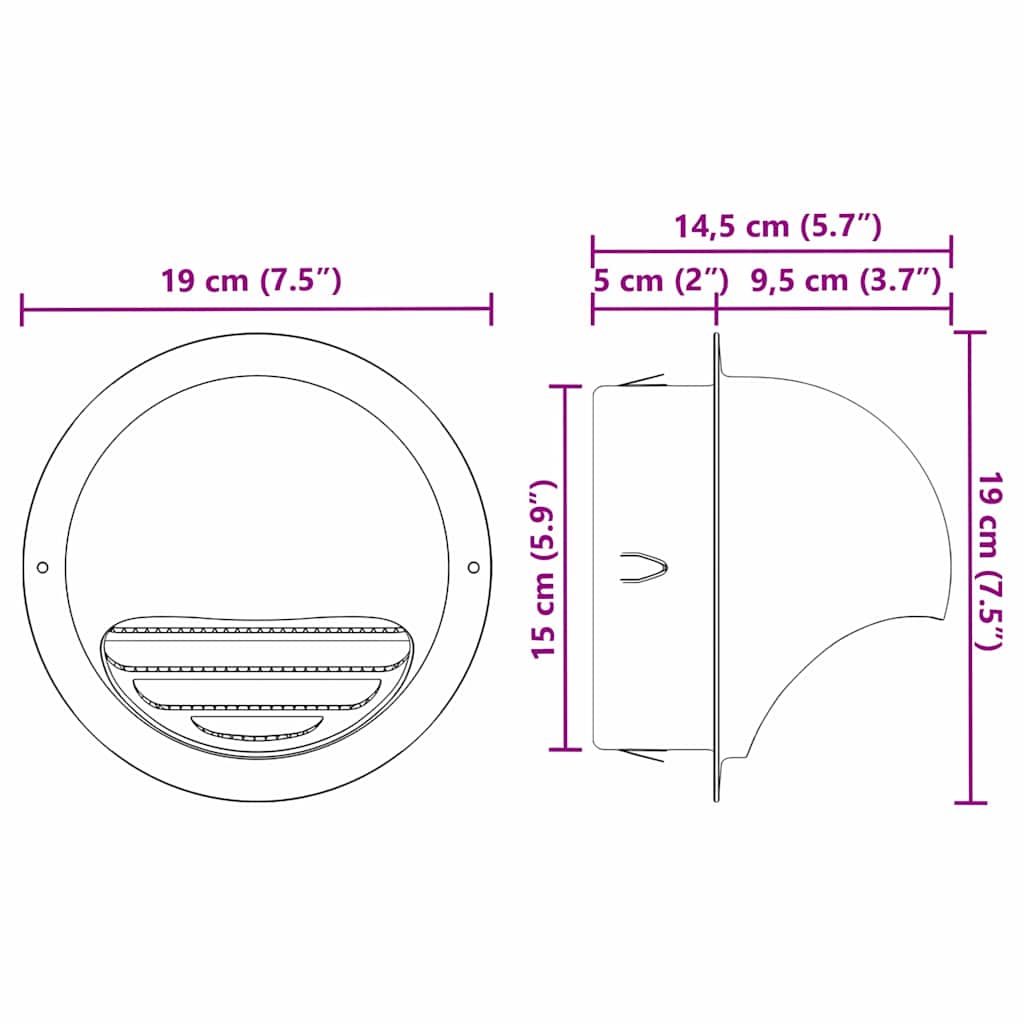 Pokrov ventilacije 8 pcs Srebrno 150 mm Nehrđajući čelik