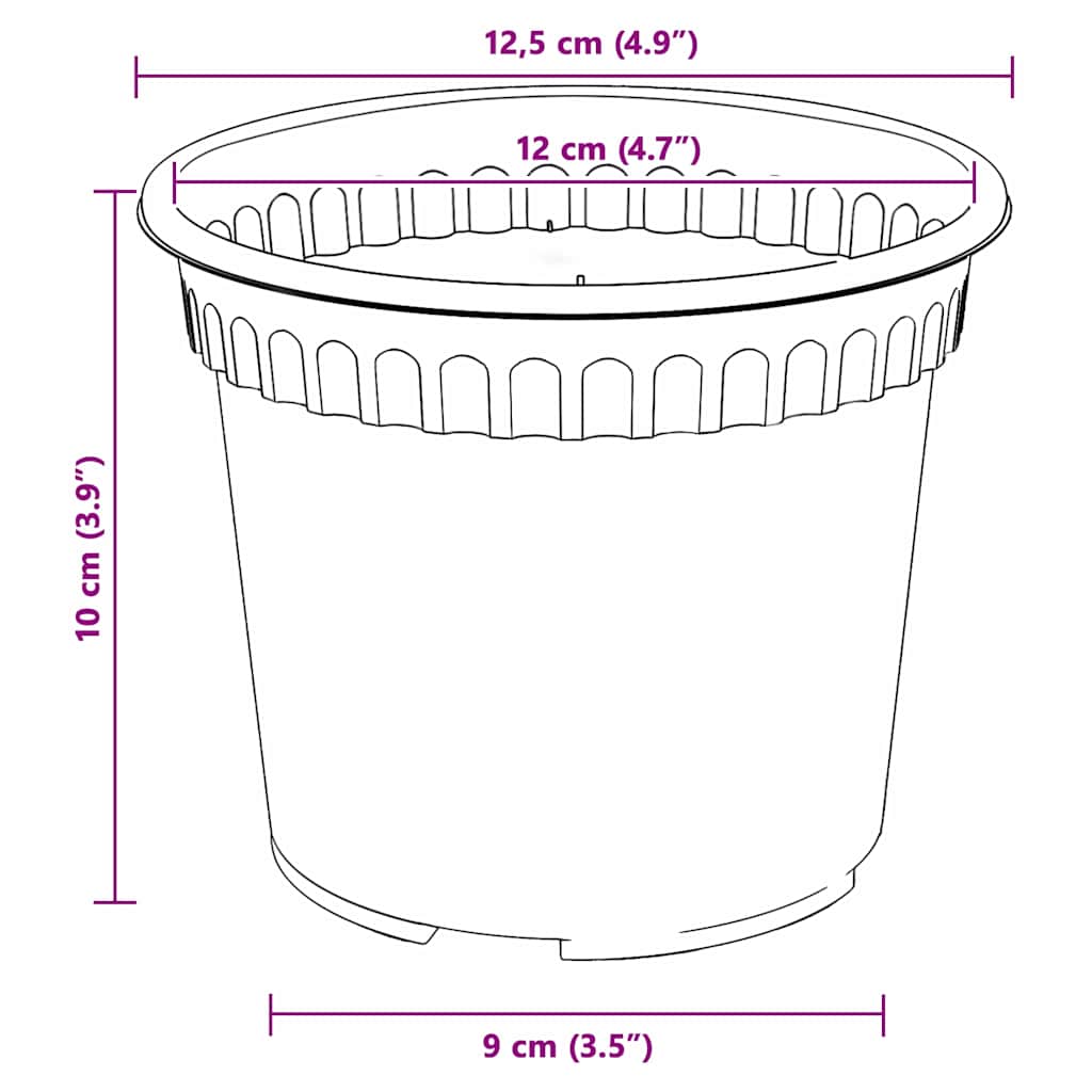 Okrugla saksija za cveće 6 pcs Crna Ø 12,5 x 10 cm Plastika