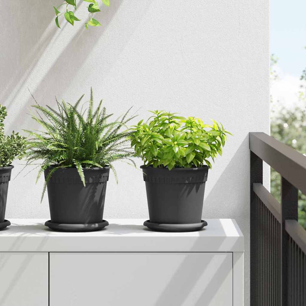 Okrugla saksija za cveće 6 pcs Crna Ø 17 x 14 cm Plastika