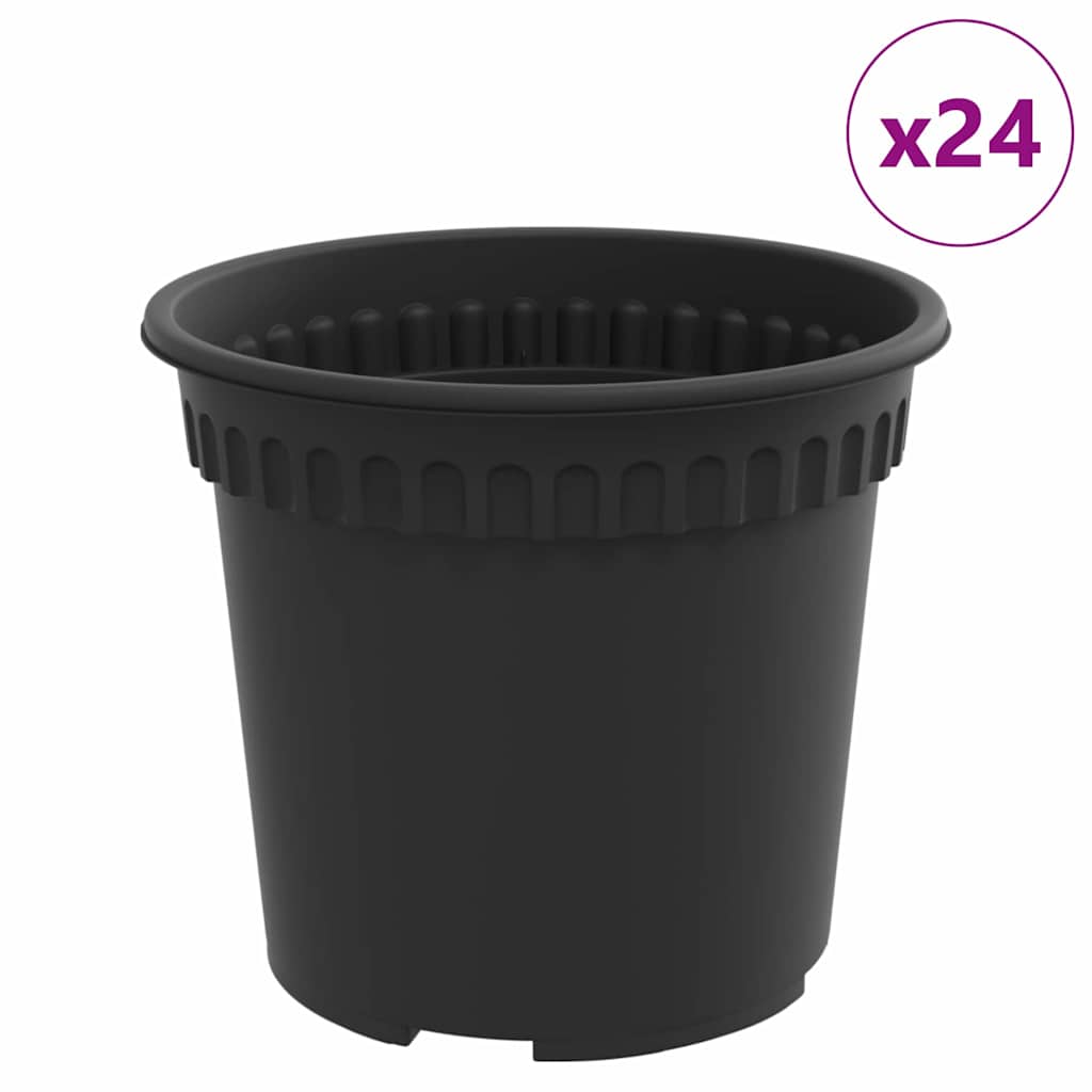 Okrugla saksija za cveće 24 pcs Crna Ø 15 x 12 cm Plastika