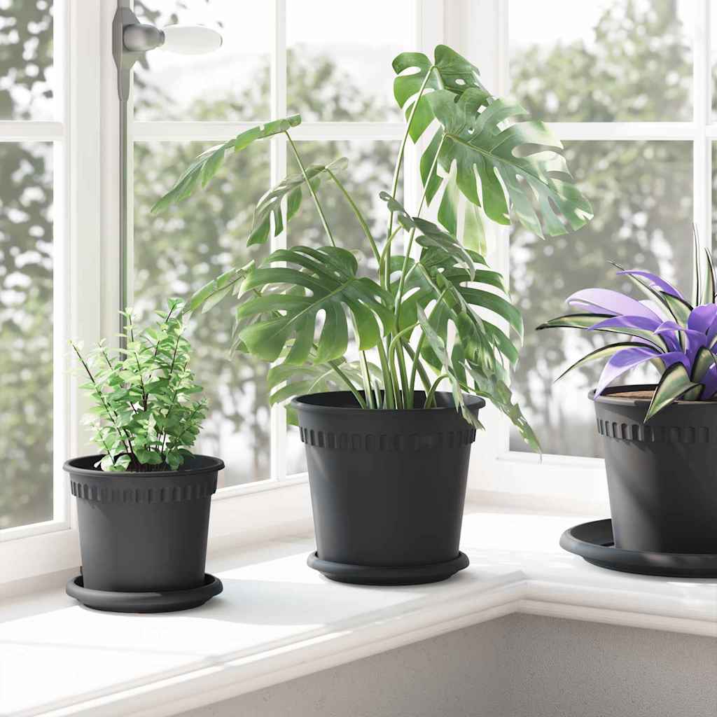 Okrugla saksija za cveće 24 pcs Crna Ø 19 x 16 cm Plastika