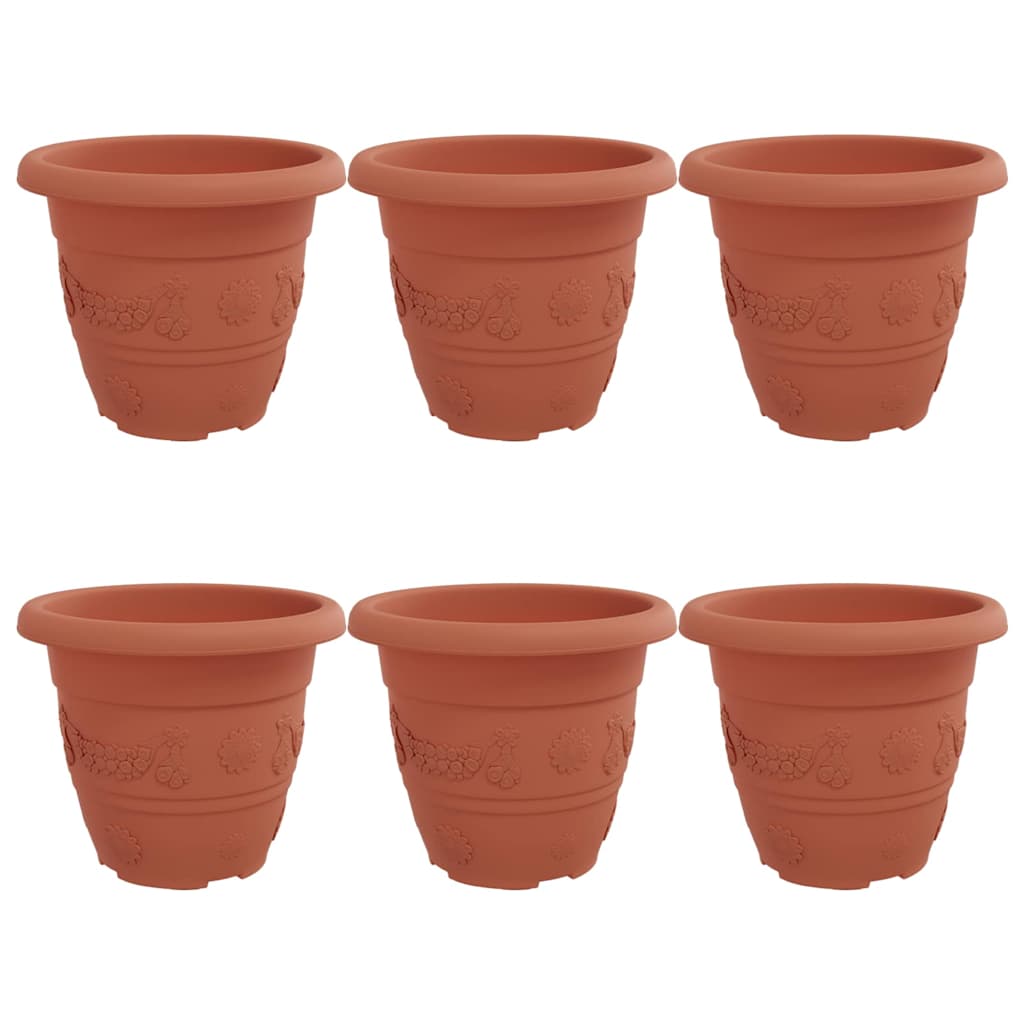 Okrugla saksija za cveće 6 pcs Crvena cigla Ø 22 x 18 cm