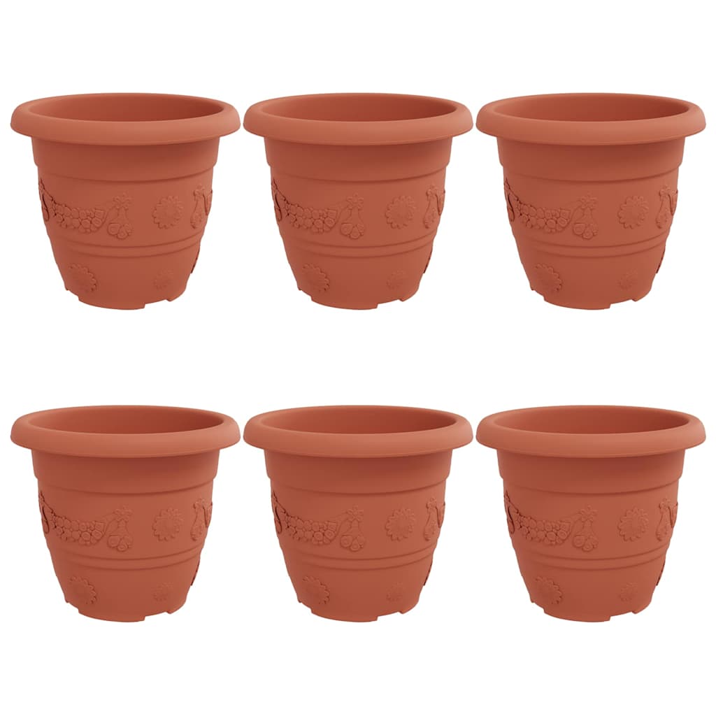 Okrugla saksija za cveće 6 pcs Crvena cigla Ø 30 x 25 cm