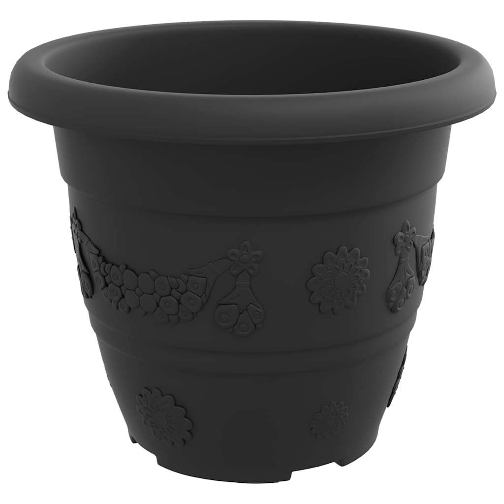 Okrugla saksija za cveće 6 pcs Crna Ø 22 x 18 cm Plastika