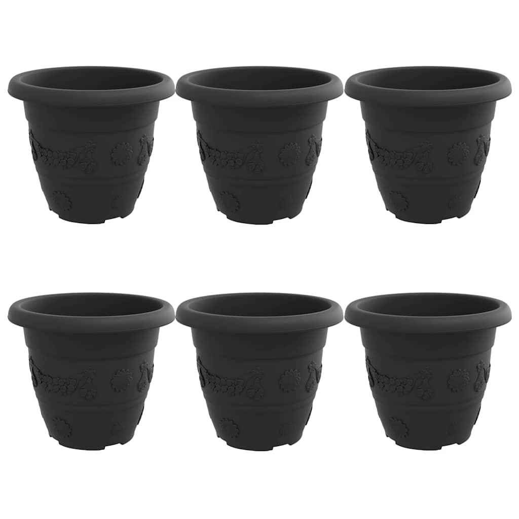 Okrugla saksija za cveće 6 pcs Crna Ø 26 x 21.5 cm Plastika