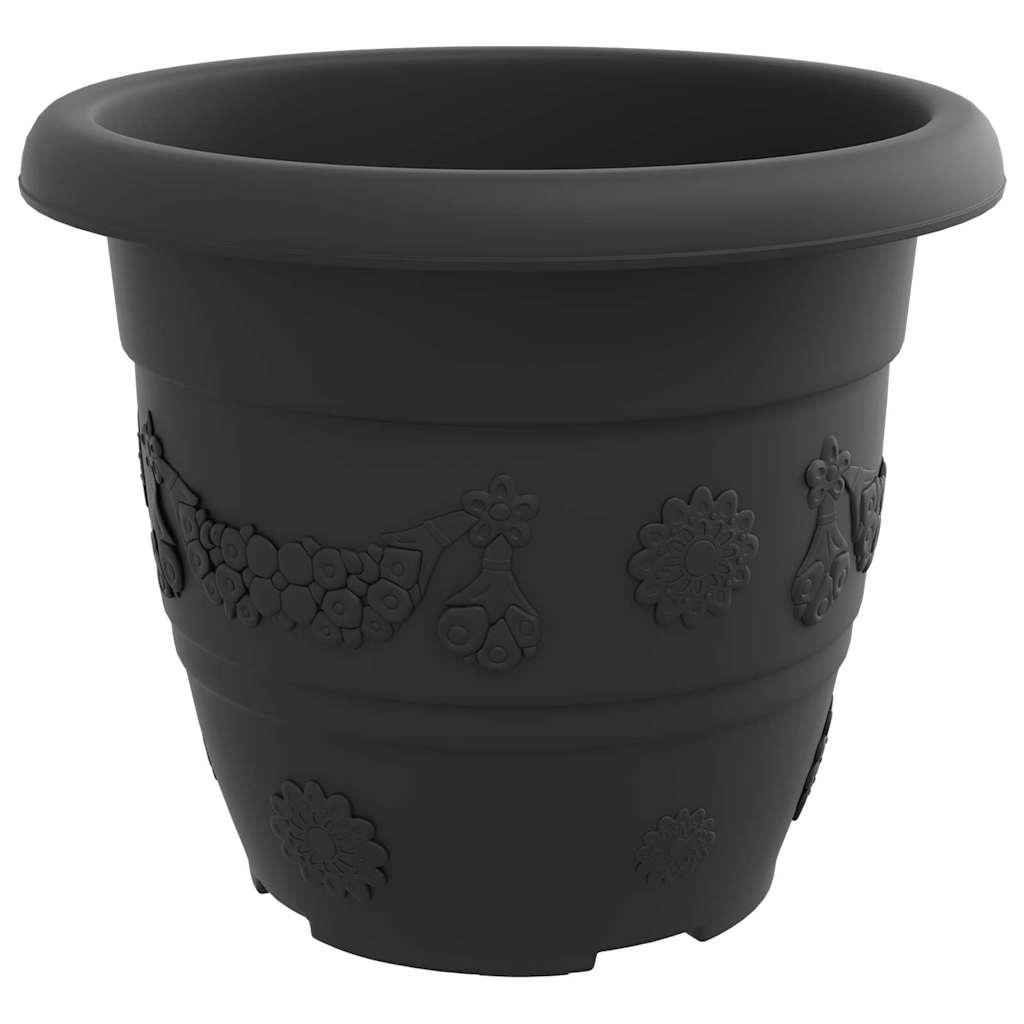 Okrugla saksija za cveće 6 pcs Crna Ø 30 x 25 cm Plastika