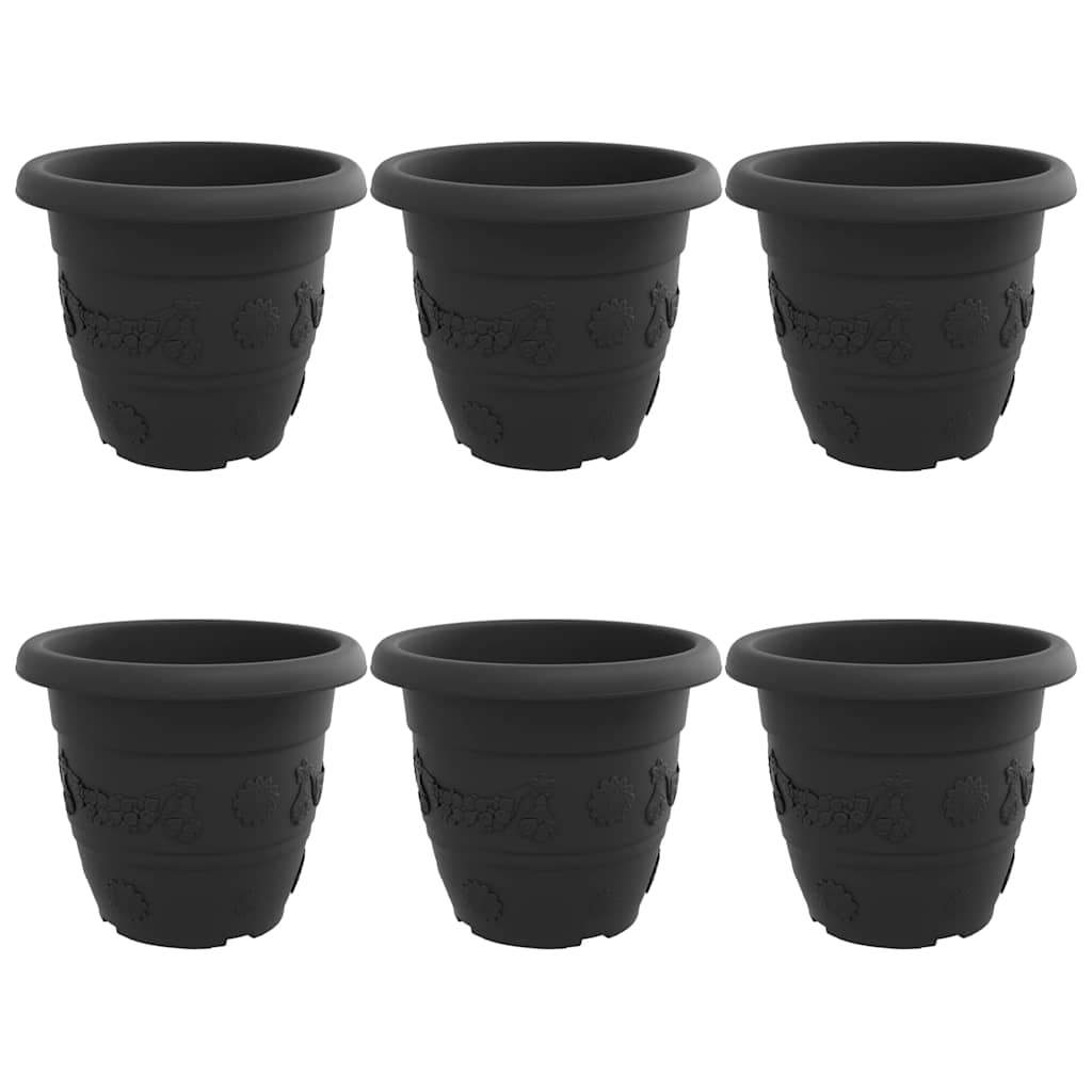 Okrugla saksija za cveće 6 pcs Crna Ø 34 x 28 cm Plastika