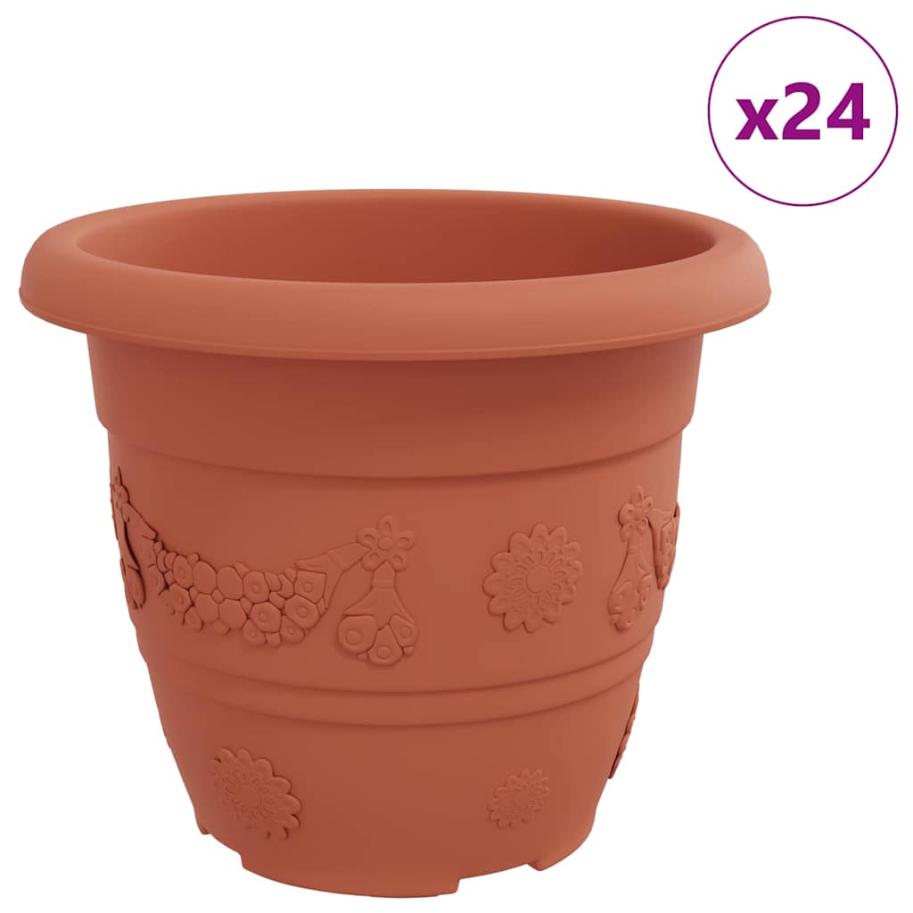 Okrugla saksija za cveće 24 pcs Crvena cigla Ø 30 x 25 cm