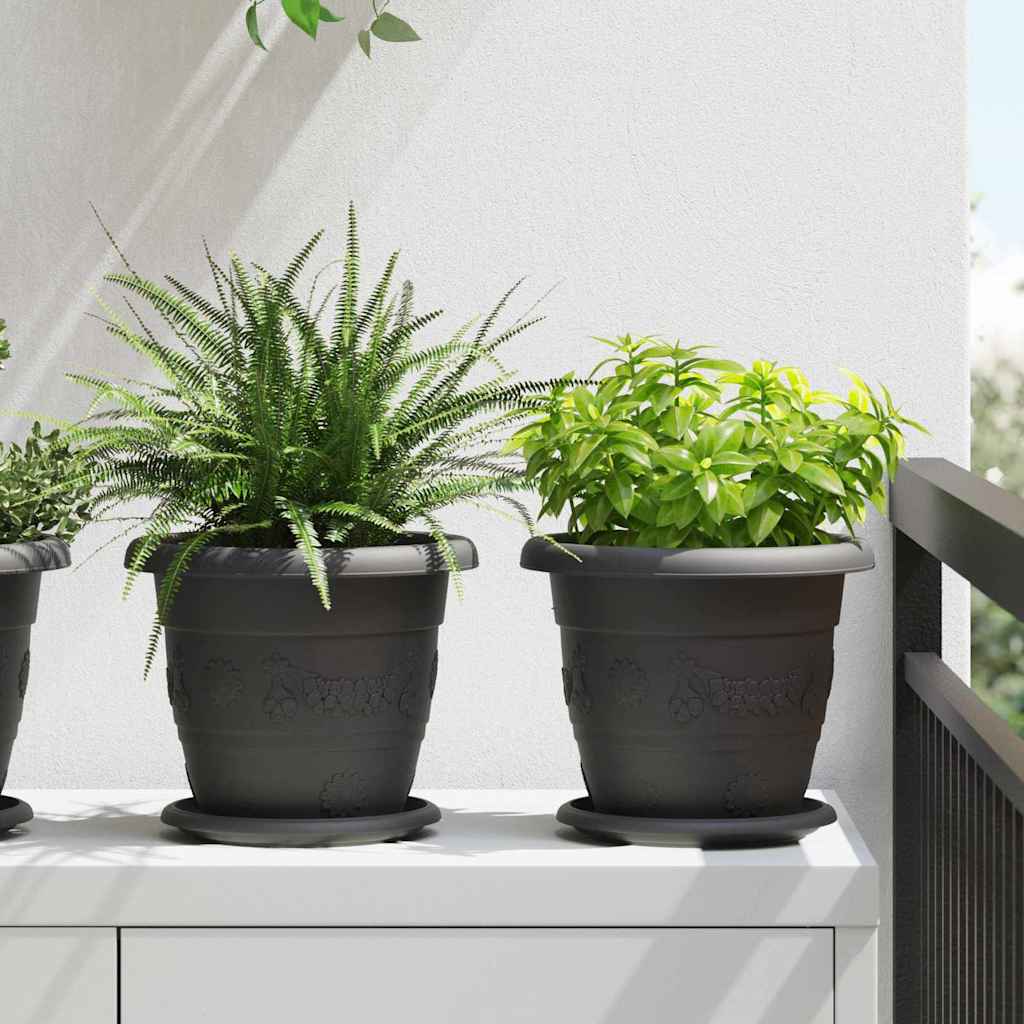 Okrugla saksija za cveće 24 pcs Crna Ø 22 x 18 cm Plastika