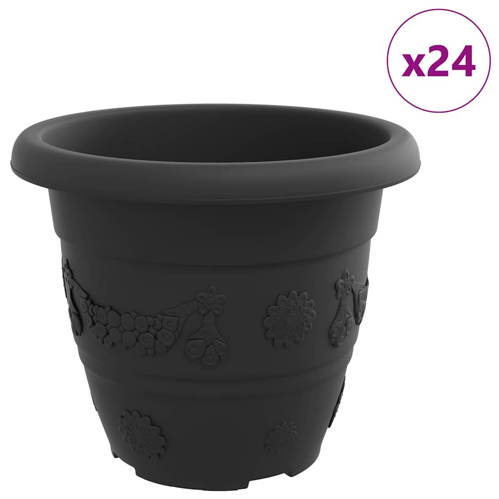 Okrugla saksija za cveće 24 pcs Crna Ø 26 x 21.5 cm Plastika