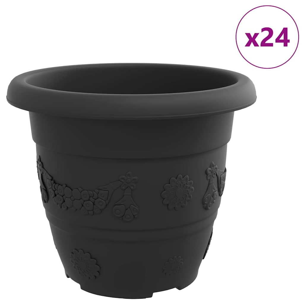 Okrugla saksija za cveće 24 pcs Crna Ø 30 x 25 cm Plastika