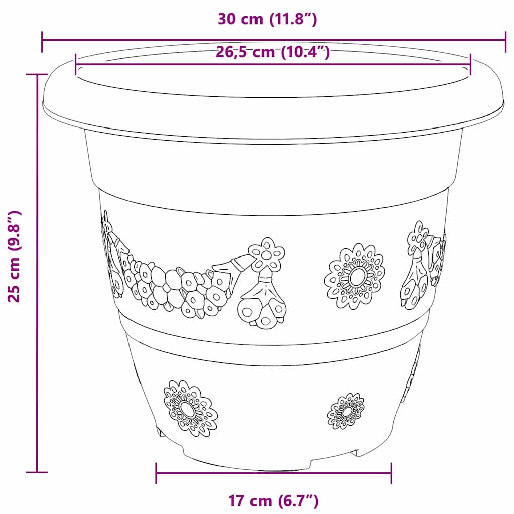 Okrugla saksija za cveće 24 pcs Crna Ø 30 x 25 cm Plastika