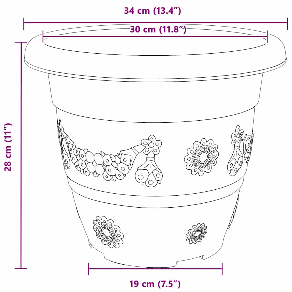 Okrugla saksija za cveće 24 pcs Crna Ø 34 x 28 cm Plastika