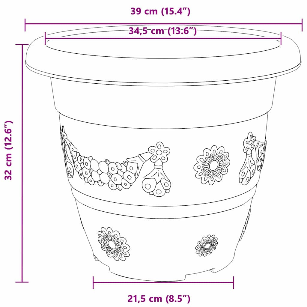 Okrugla saksija za cveće 24 pcs Crna Ø 39 x 32 cm Plastika