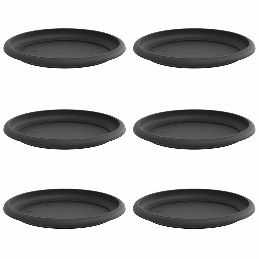 Kružni Pladanj za Cvijeće 6 pcs Crna Ø 17,5 x 2 cm Plastika