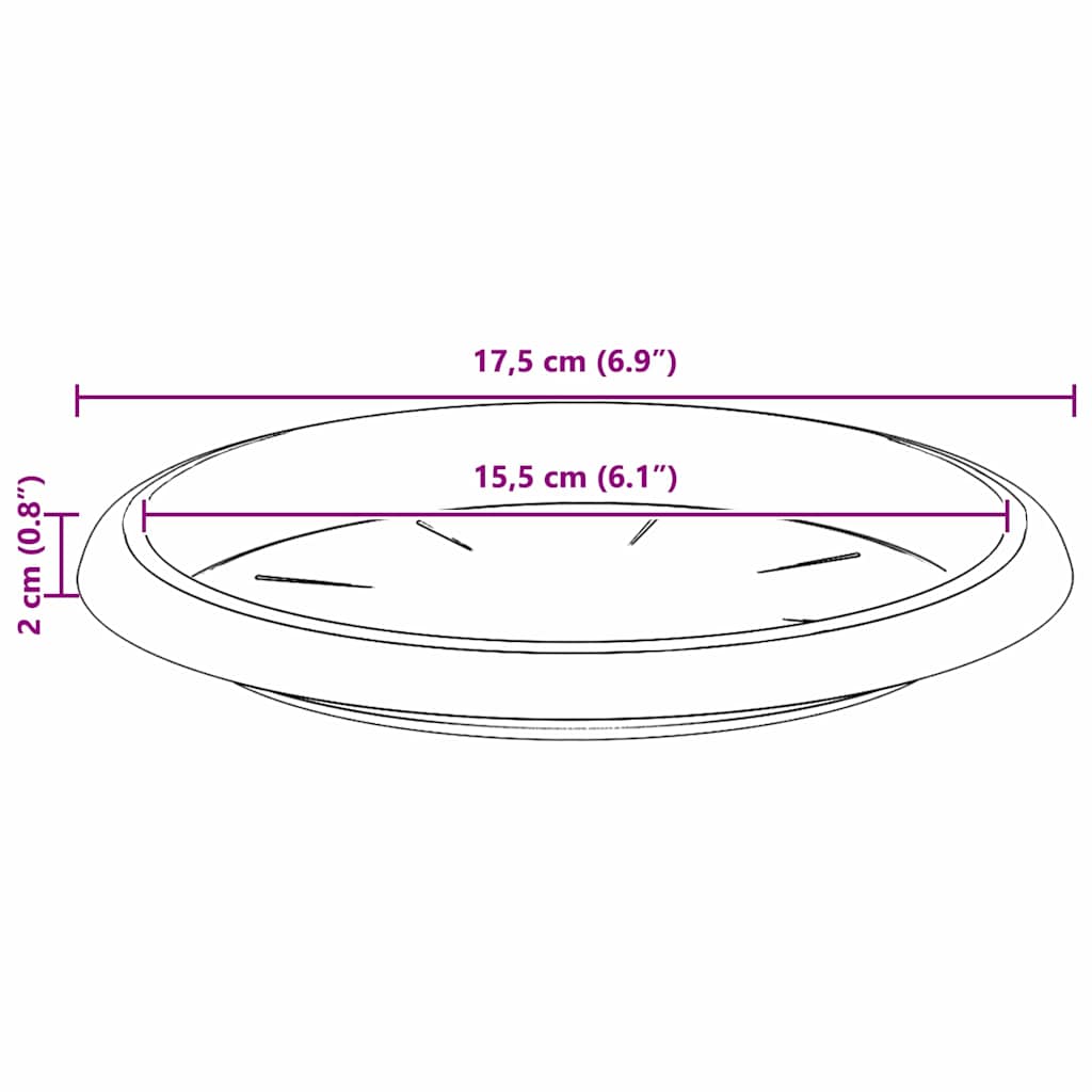 Kružni Pladanj za Cvijeće 6 pcs Crna Ø 17,5 x 2 cm Plastika