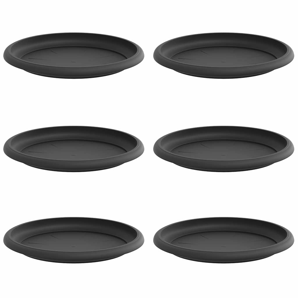 Kružni Pladanj za Cvijeće 6 pcs Crna Ø 19 x 2 cm Plastika
