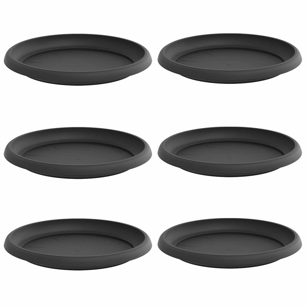 Kružni Pladanj za Cvijeće 6 kom. Crna Ø 21,5 x 2,5 cm Plastika