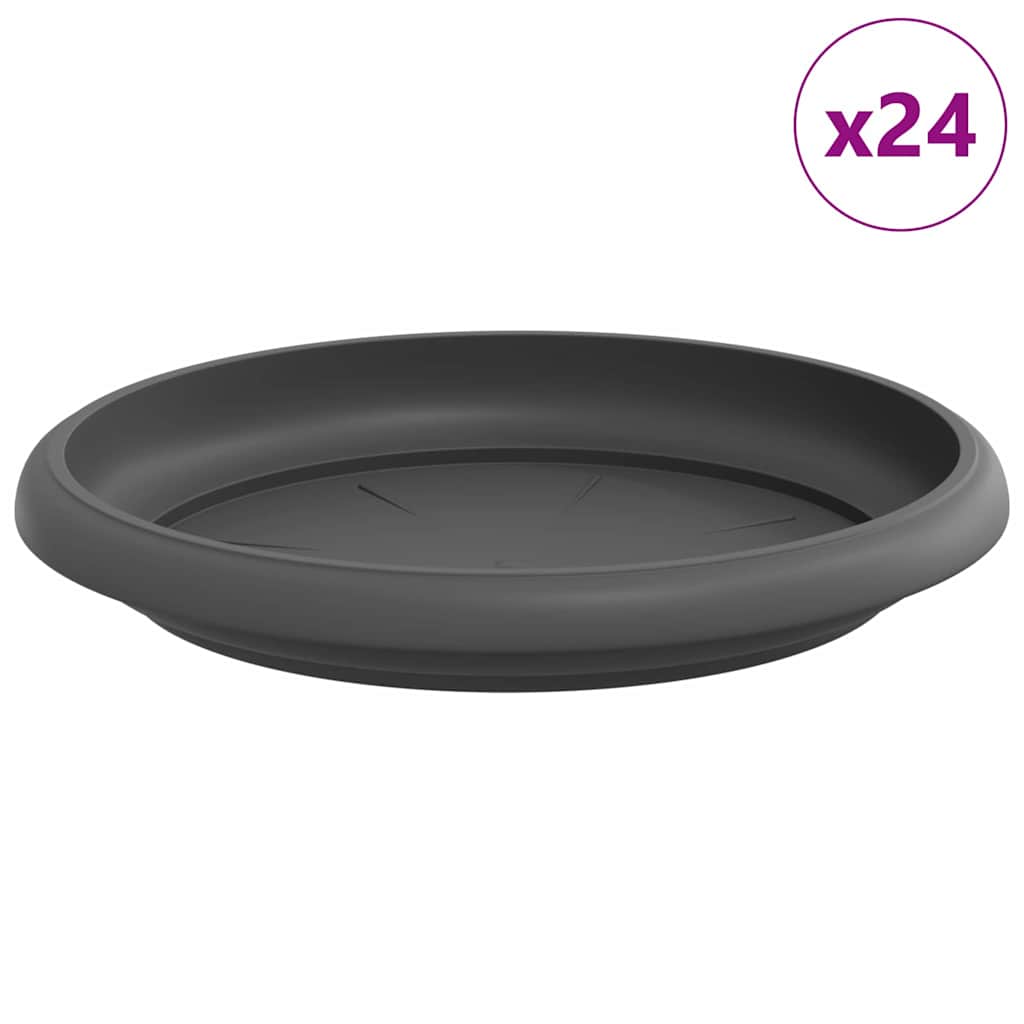Kružni Pladanj za Cvijeće 24 pcs Crna Ø 14 x 2 cm Plastika