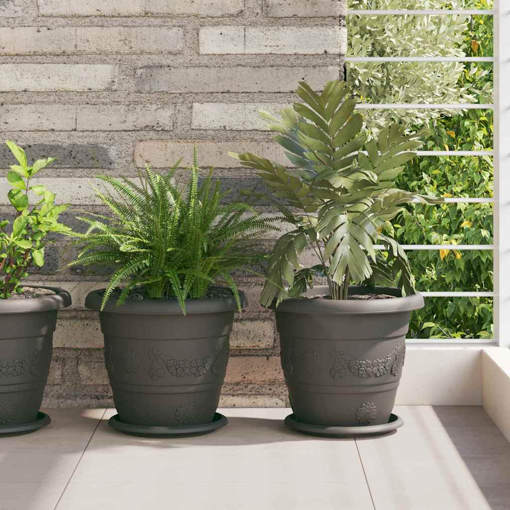 Kružni Pladanj za Cvijeće 24 pcs Crna Ø 19 x 2 cm Plastika
