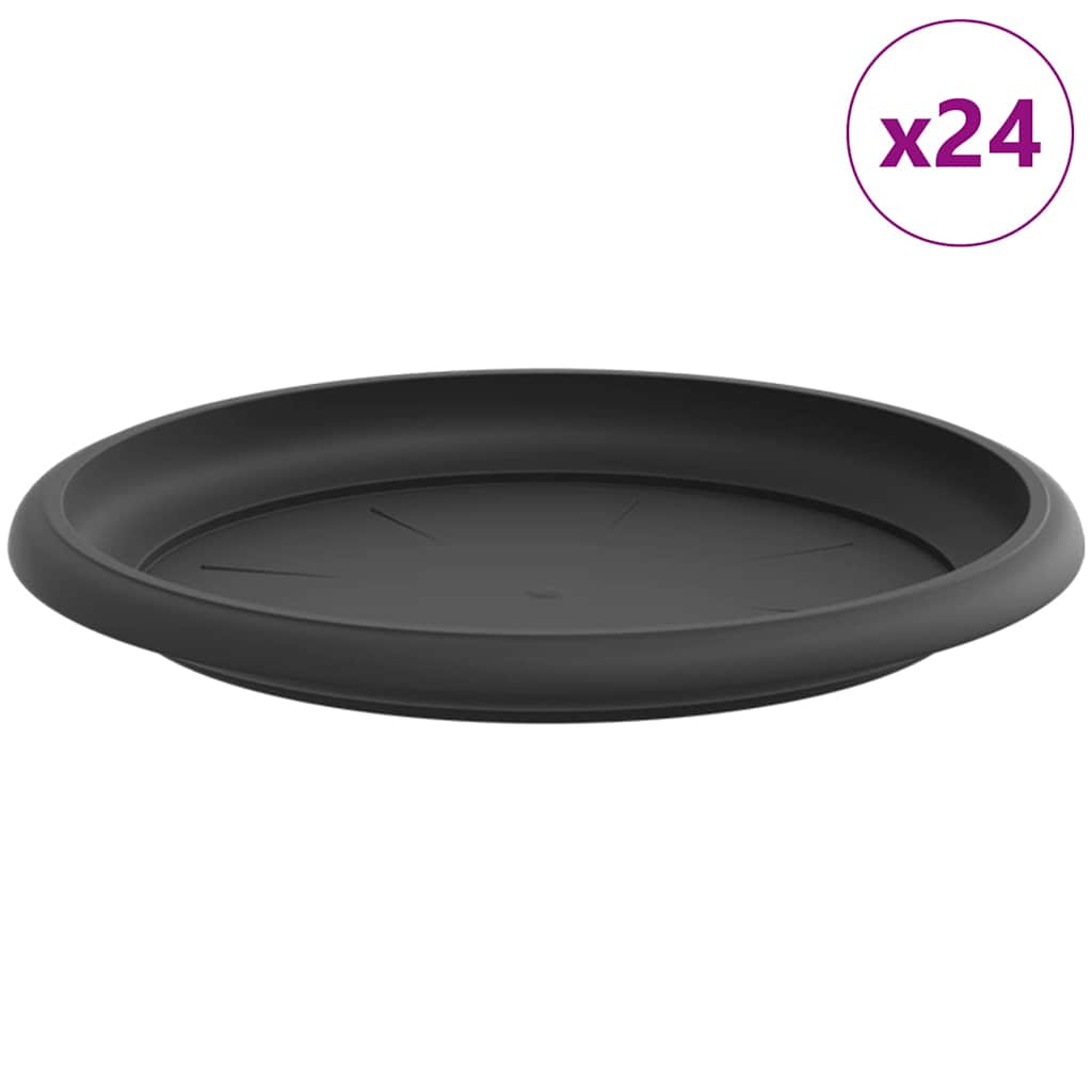 Kružni Pladanj za Cvijeće 24 pcs Crna Ø 19 x 2 cm Plastika