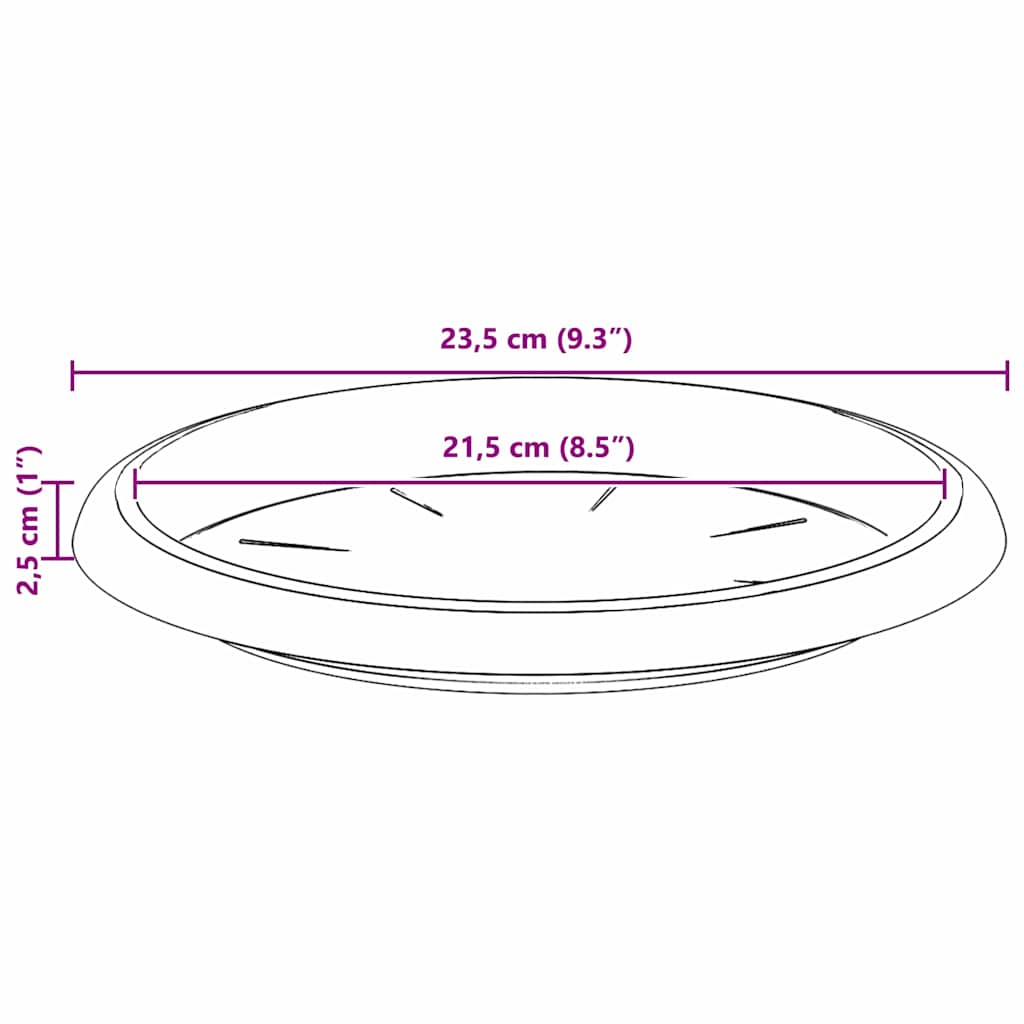 Kružni Pladanj za Cvijeće 24 pcs Crna Ø 23,5 x 2,5 cm Plastika