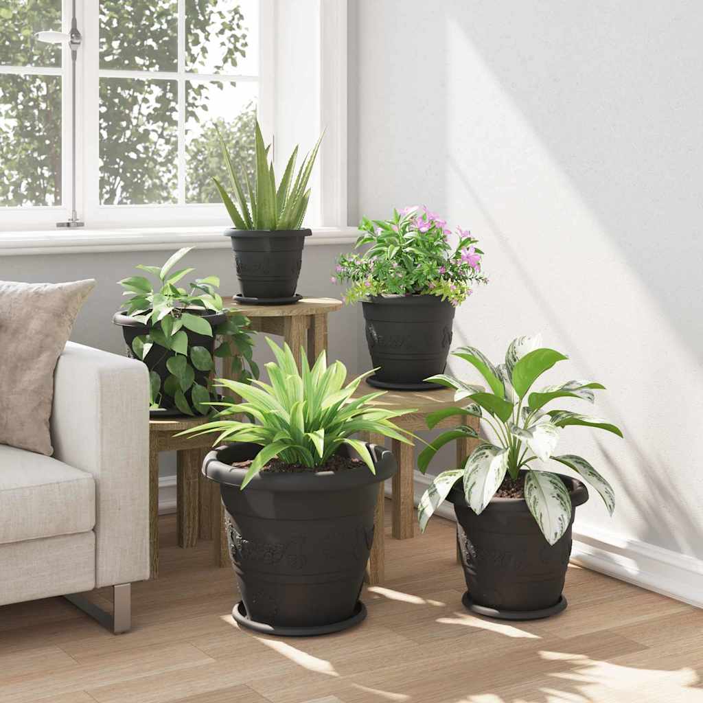 Kružni Pladanj za Cvijeće 24 pcs Crna Ø 27 x 2,5 cm Plastika