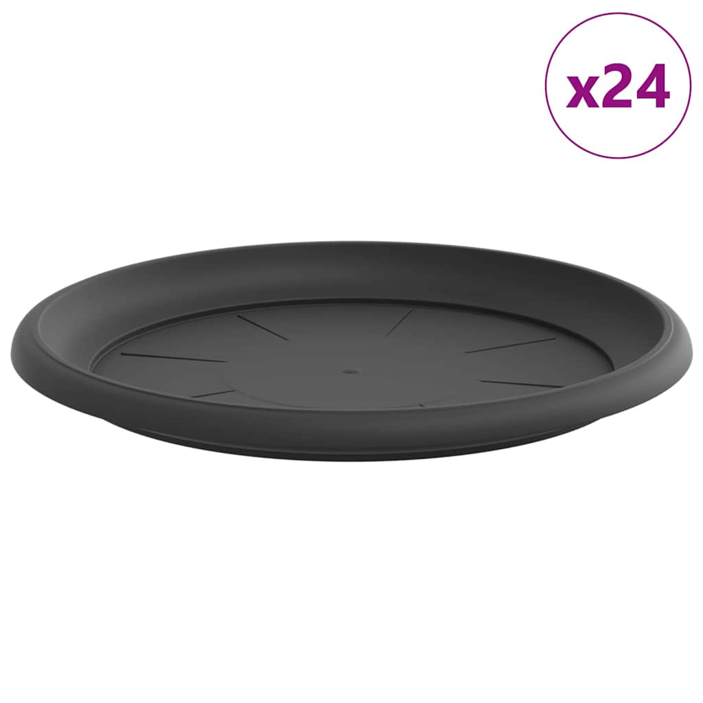 Kružni Pladanj za Cvijeće 24 pcs Crna Ø 27 x 2,5 cm Plastika