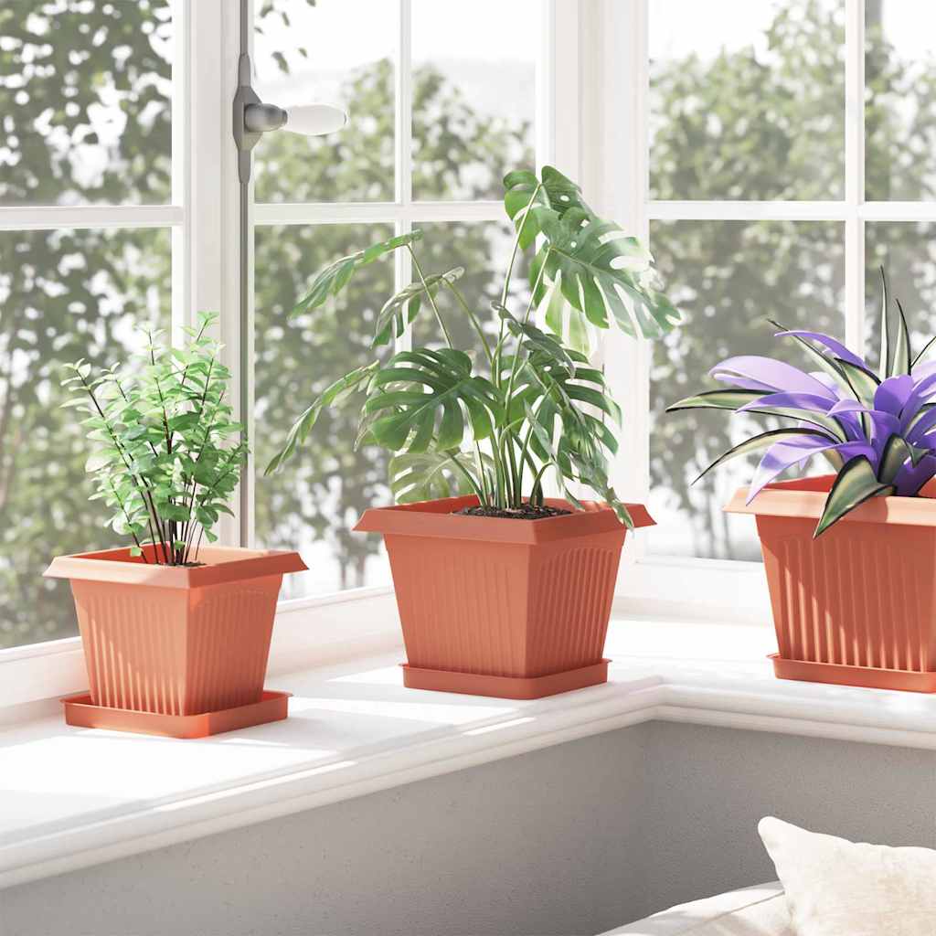 Kvadratna saksija za cvijeće 6 pcs Crvena cigla 20 x 20 x 16 cm
