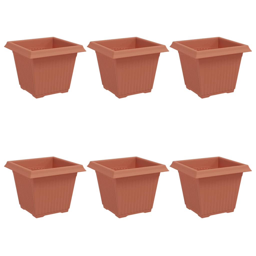 Kvadratna saksija za cvijeće 6 pcs Crvena cigla 20 x 20 x 16 cm