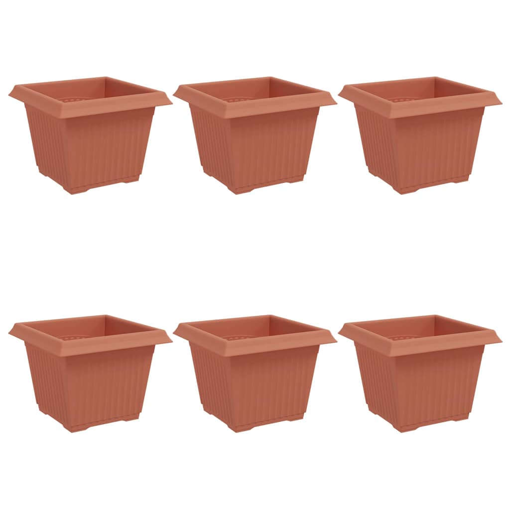 Kvadratna saksija za cvijeće 6 pcs Crvena cigla Plastika