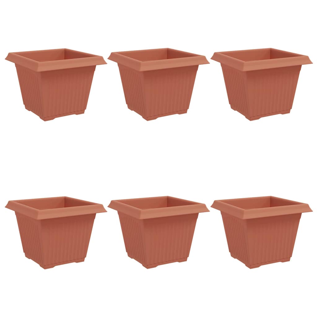 Kvadratna saksija za cvijeće 6 pcs Crvena cigla Plastika
