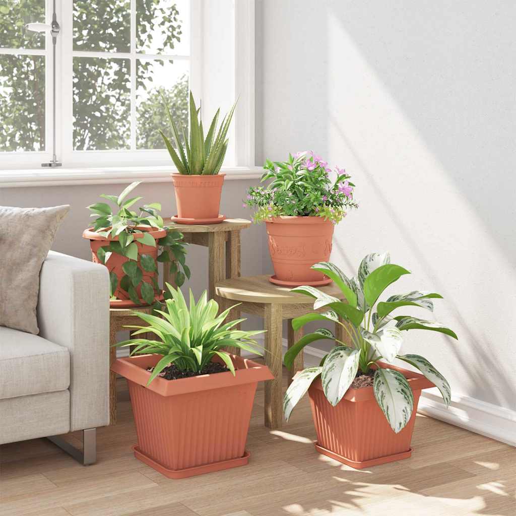 Kvadratna saksija za cvijeće 6 pcs Crvena cigla 33 x 33 x 26 cm
