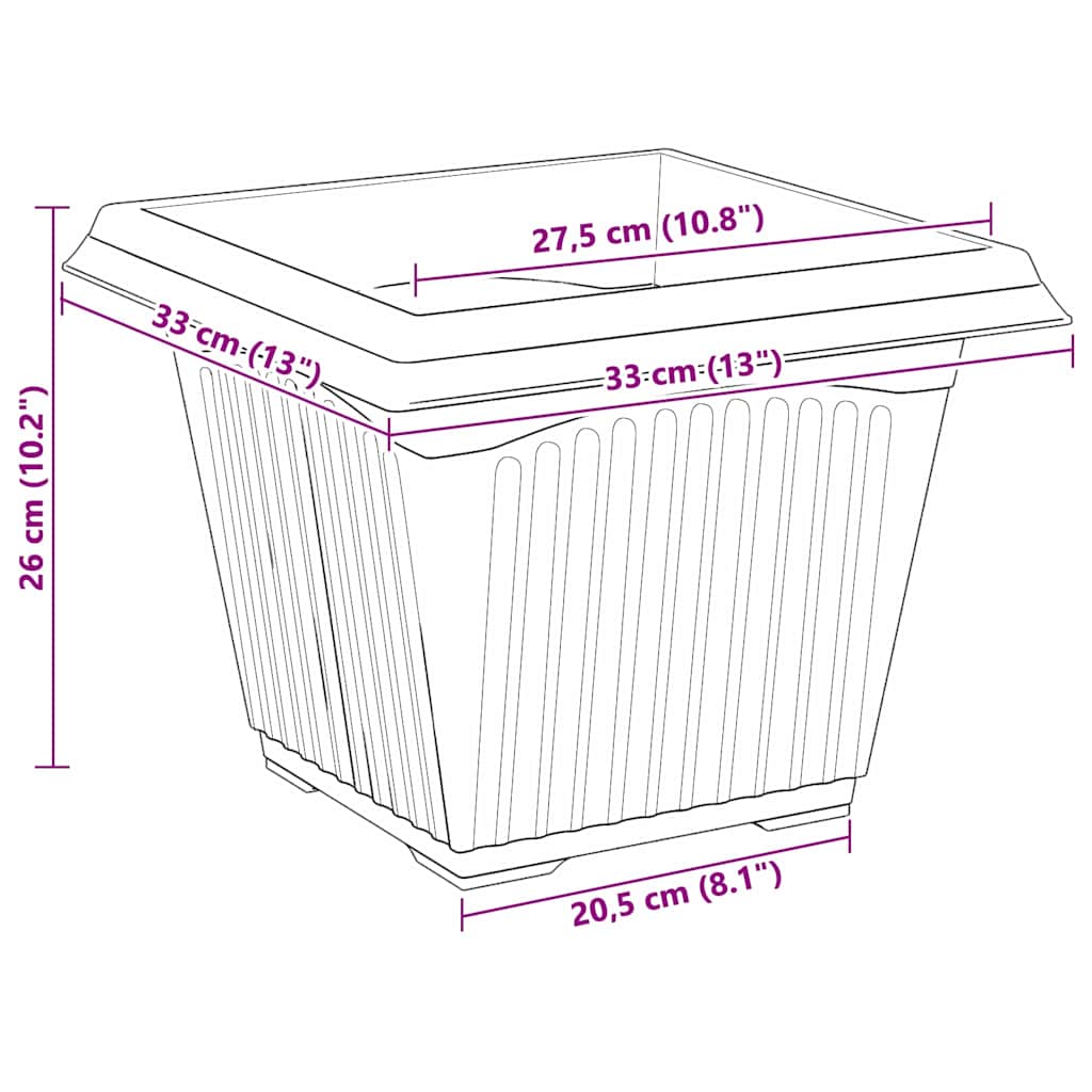 Kvadratna saksija za cvijeće 6 pcs Crvena cigla 33 x 33 x 26 cm