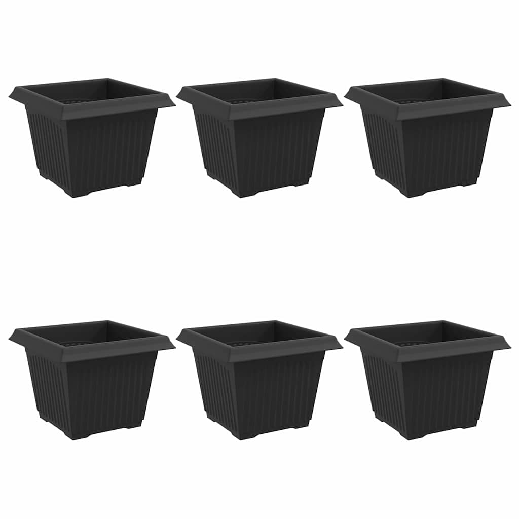 Kvadratna saksija za cvijeće 6 pcs Crna 23 x 23 x 17,5 cm