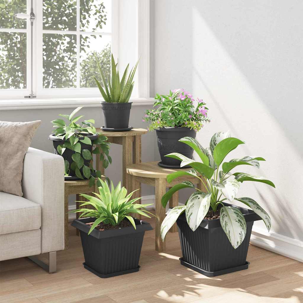 Kvadratna saksija za cvijeće 6 pcs Crna 28,5 x 28,5 x 22 cm