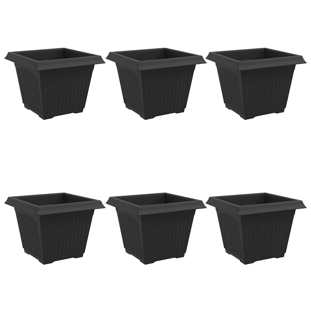 Kvadratna saksija za cvijeće 6 pcs Crna 28,5 x 28,5 x 22 cm