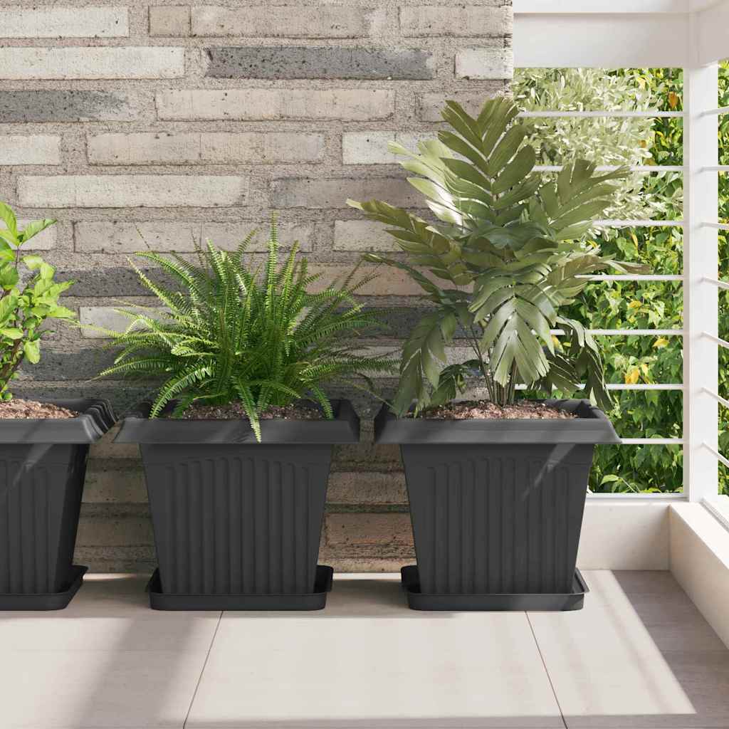Kvadratna saksija za cvijeće 6 pcs Crna 33 x 33 x 26 cm