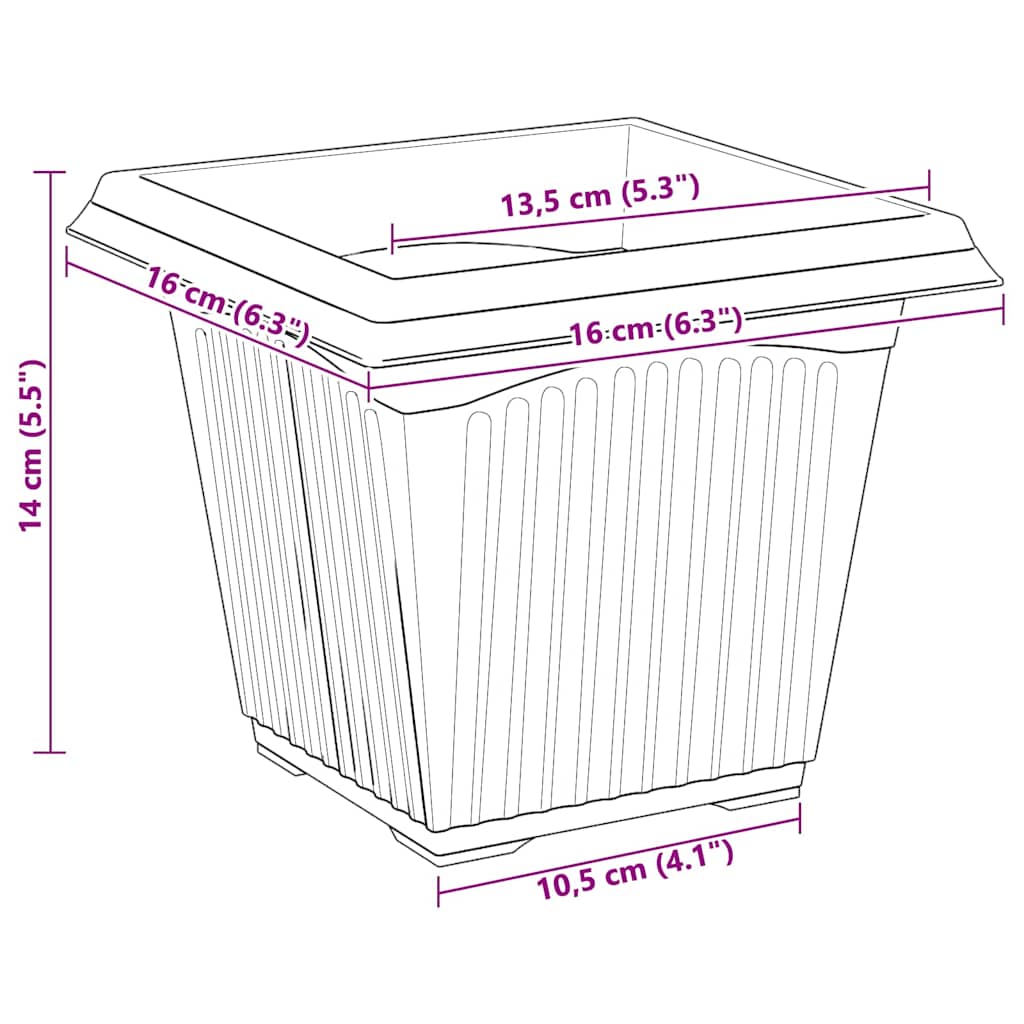 Kvadratna saksija za cvijeće 24 pcs Crna 16 x 16 x 14 cm