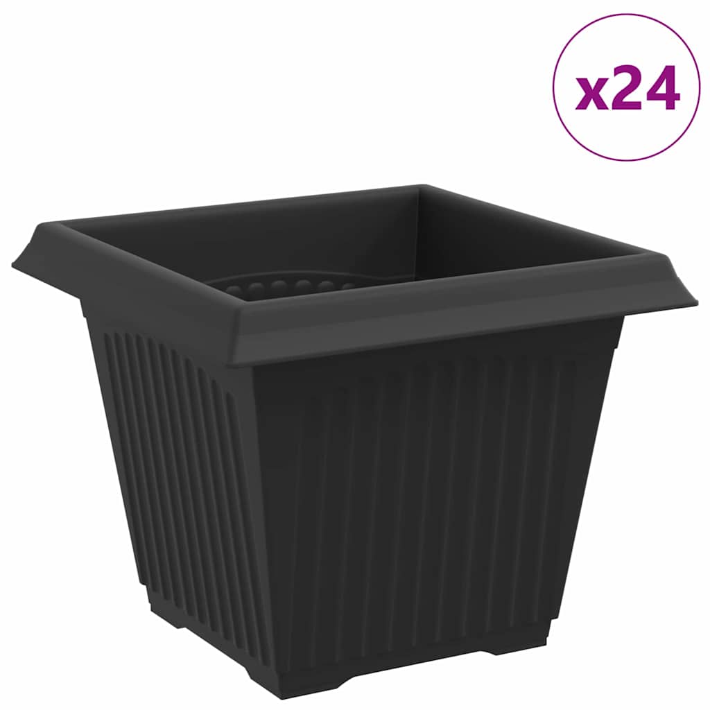 Kvadratna saksija za cvijeće 24 pcs Crna 20 x 20 x 16 cm