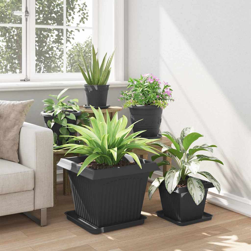 Kvadratna saksija za cvijeće 24 pcs Crna 43 x 43 x 33,5 cm