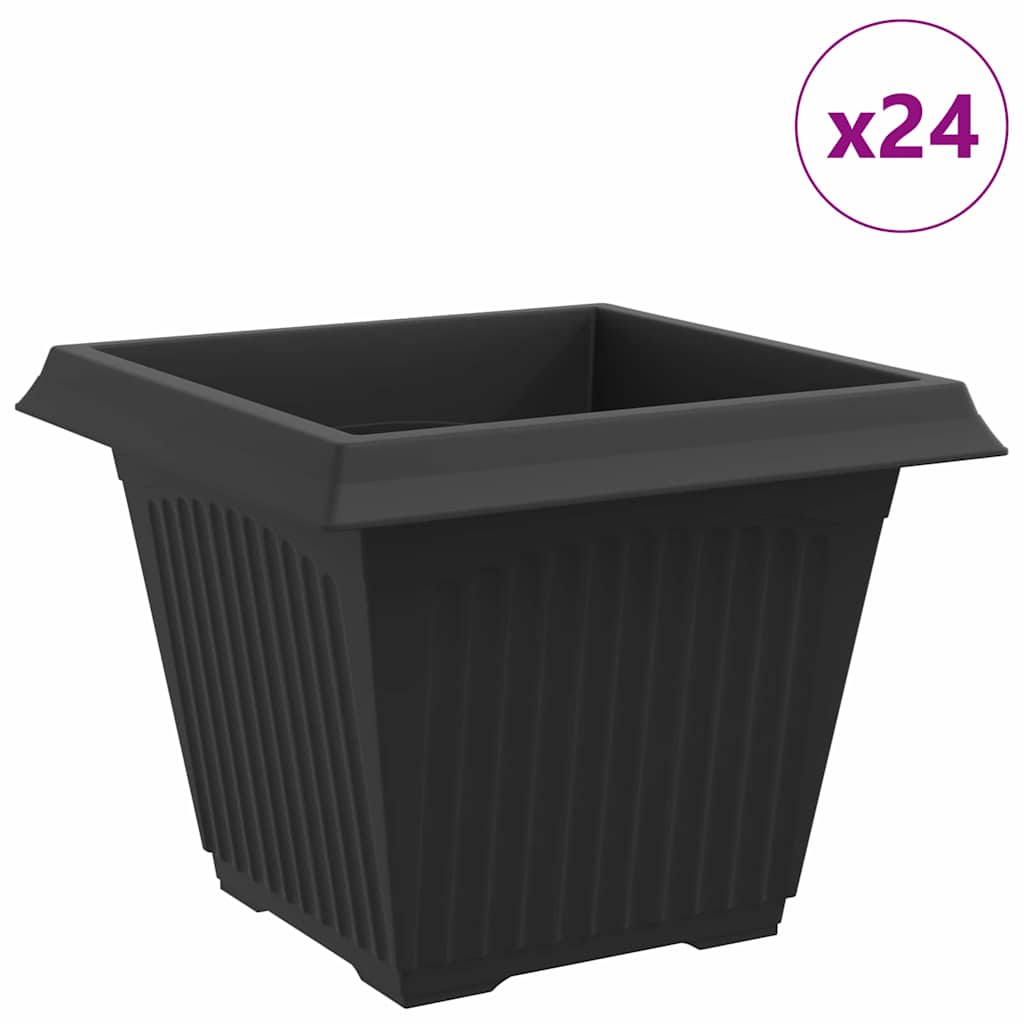 Kvadratna saksija za cvijeće 24 pcs Crna 43 x 43 x 33,5 cm