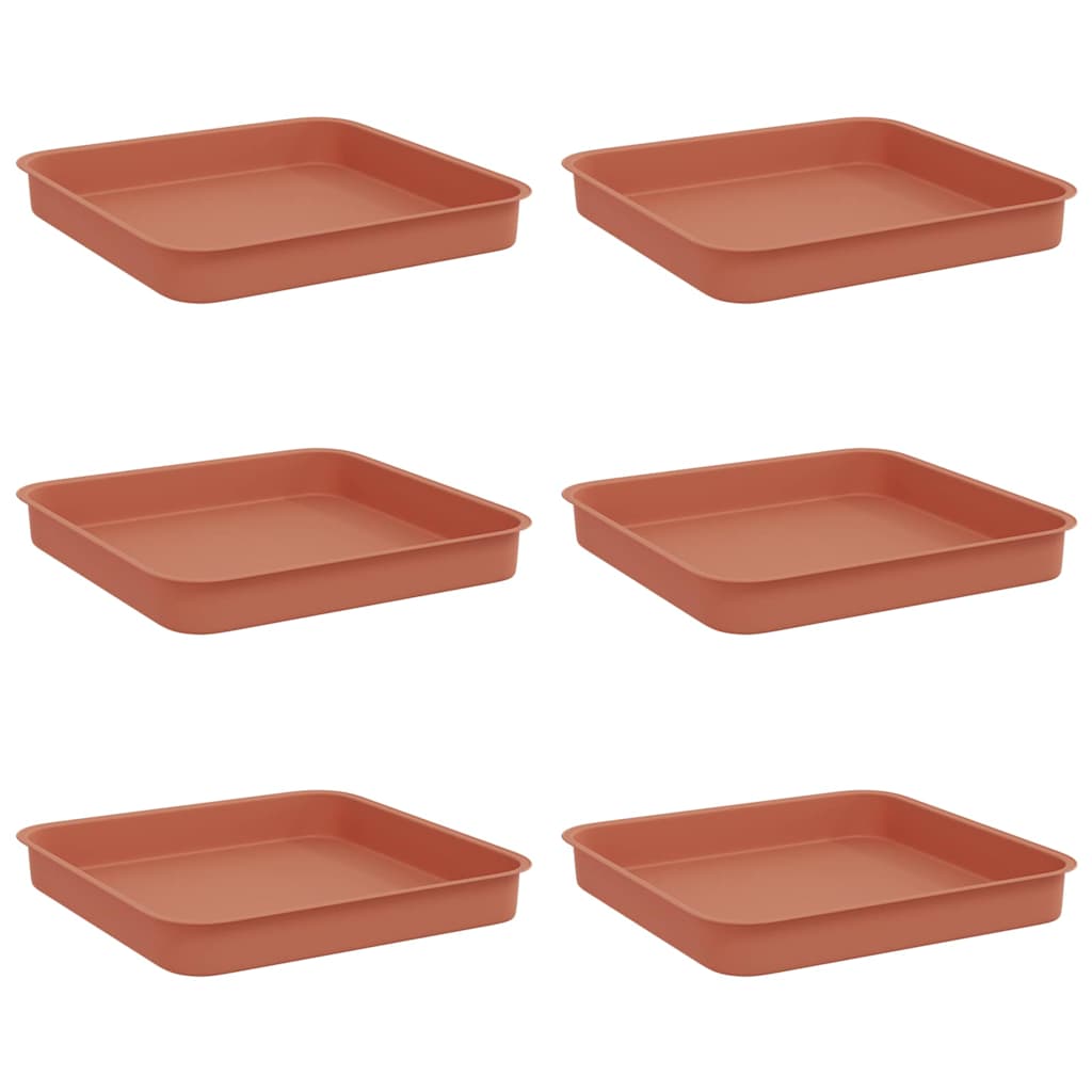 Kvadratna posuda za cvijeće 6 pcs Crvena cigla 15 x 15 x 2 cm