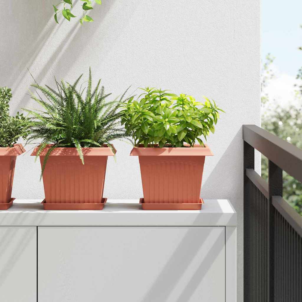 Kvadratna posuda za cvijeće 6 pcs Crvena cigla 18 x 18 x 2 cm