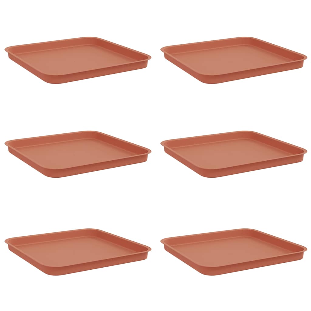 Kvadratna posuda za cvijeće 6 pcs Crvena cigla 32 x 32 x 2,5 cm