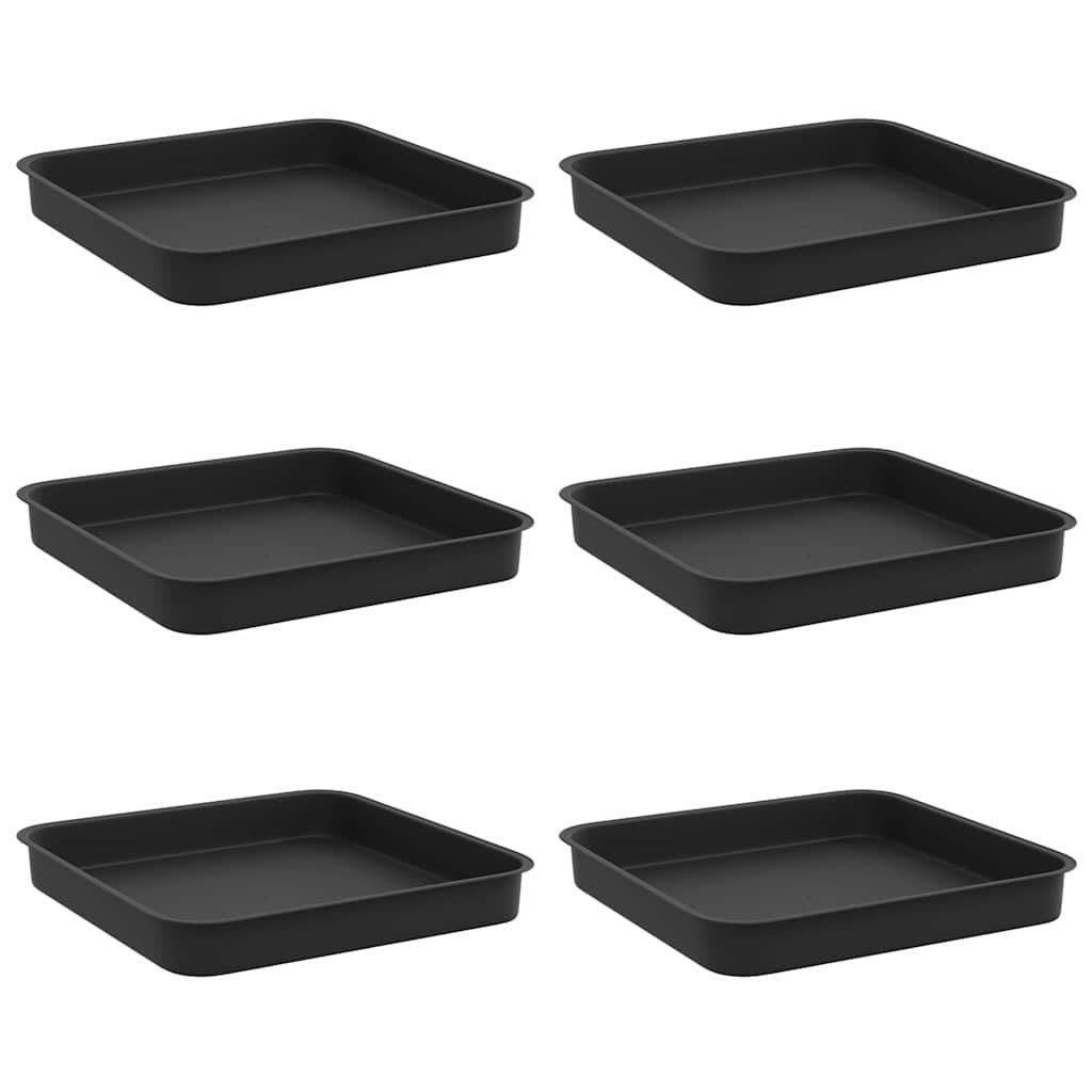 Kvadratna posuda za cvijeće 6 pcs Crna 15 x 15 x 2 cm Plastika