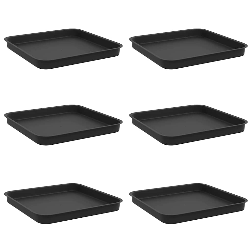 Kvadratna posuda za cvijeće 6 pcs Crna 21 x 21 x 2 cm Plastika